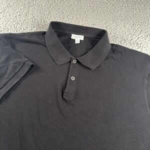 Sunspel Polo Shirt Mens XXL Black Short Sleeve Pique Cotton Made In Portugal